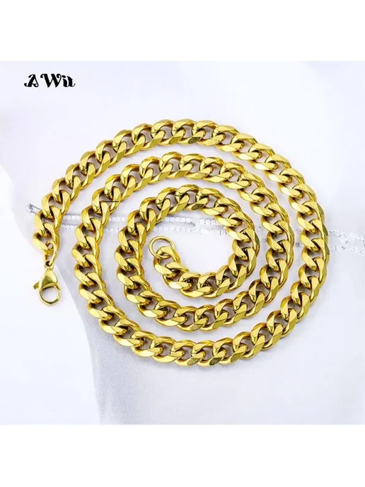 Awit Серебряная кубинская цепочка из нержавеющей стали 18inch 45c, серебристый, фото 4