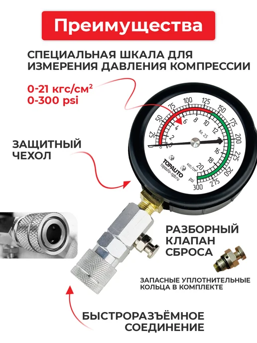 Topauto Компрессометр для бензиновых двигателей, вариант, фото 8