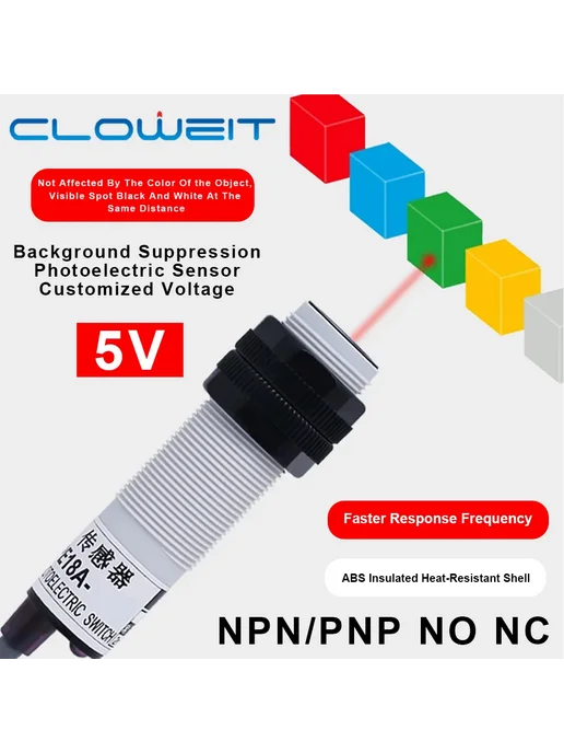 cloweit Фотоэлектрический сенсор BE18A-DS10, 10см, M18, вариант, фото 2