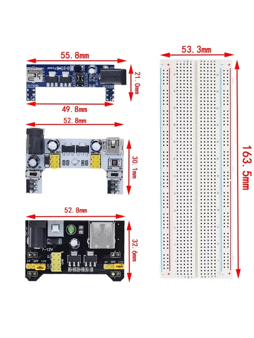 Нет бренда Модуль питания MB102 для Arduino Синий, MB102 Blue, синий, фото 3