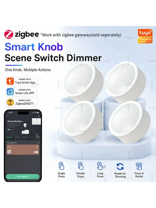 Excellux ZigBee 3.0 умная ручка-переключатель 1PCS Zigbee, 1 шт, фото 2