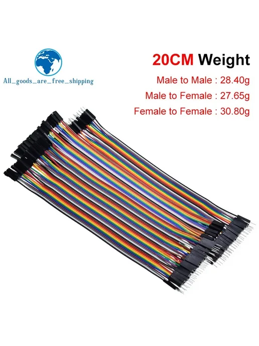 TZT Перемычки Dupont для Arduino 1pack, 120PCS X1 set 20CM, 120 шт, фото 6