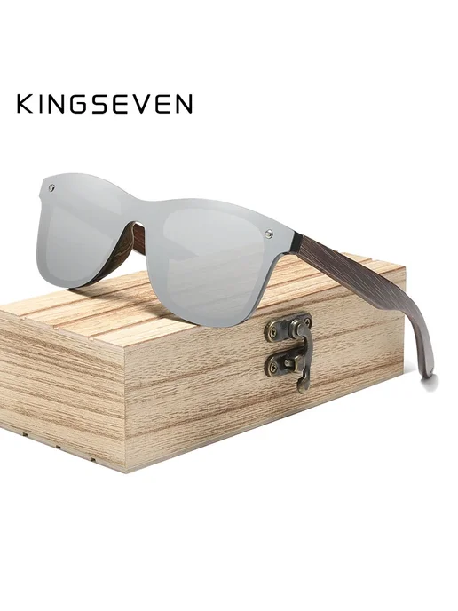 KingSeven солнцезащитные очки коричневые, черные линзы, серебристый