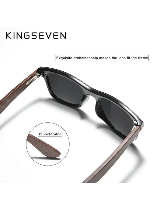 KingSeven солнцезащитные очки коричневые, черные линзы, серебристый, фото 5