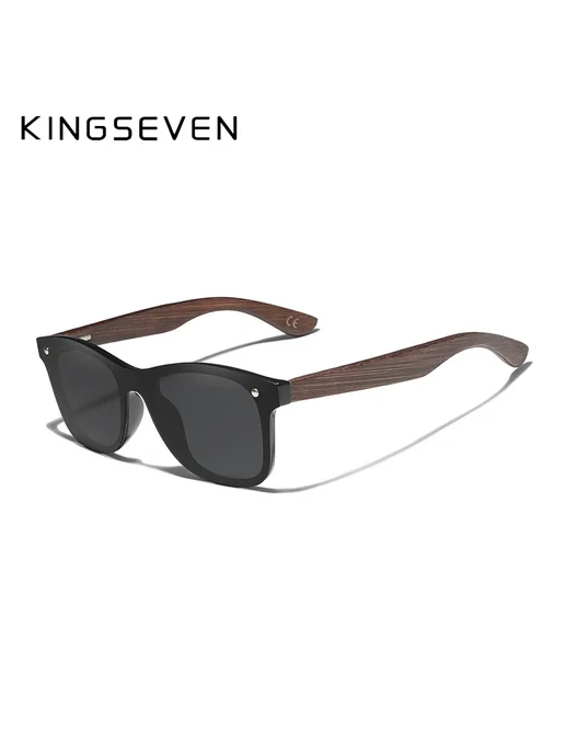 KingSeven солнцезащитные очки коричневые, черные линзы, серебристый, фото 6