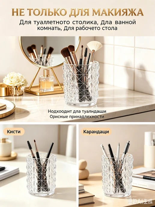 Макияж щетка хранения ведро прозрачный цвет, вариант, фото 2