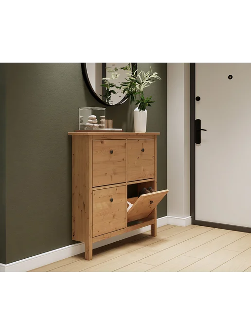 IKEA Тумба для обуви Икеа HEMNES Кымор, коричневый, 4 ящика, коричневый, фото 6