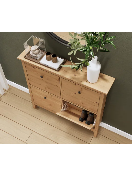 IKEA Тумба для обуви Икеа HEMNES Кымор, коричневый, 4 ящика, коричневый, фото 8