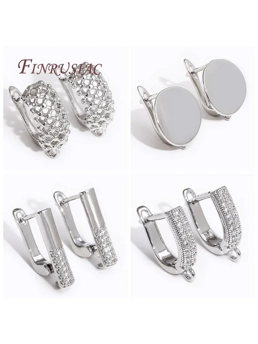 FINRUSIAC Крючки для сережек 16 мм, Rhodium Plated, 19x14.5 мм, фото 2