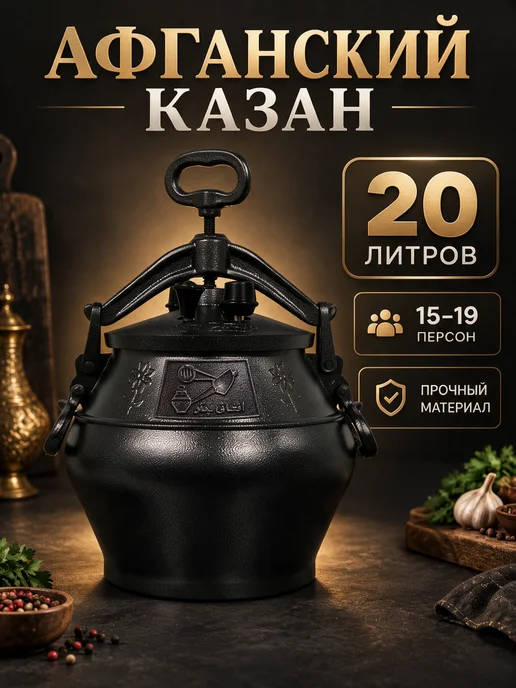 Казан афганский 20 литров герметичный, черный