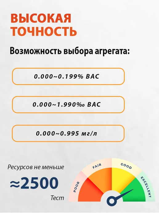 Алкотестер профессиональный с мундштуками цифровой, вариант, фото 4