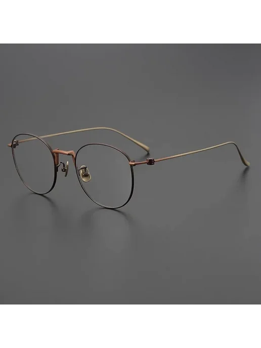 Gatenac Круглая оправа для очков из титана Brown Red, черный, фото 4
