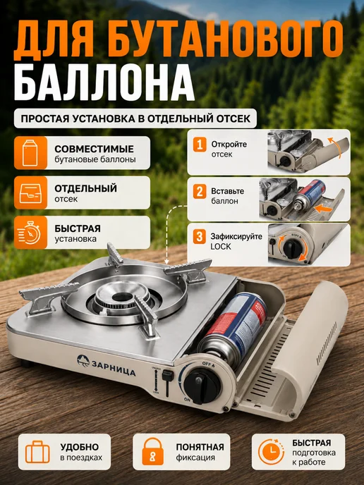 Зарница Плита газовая туристическая, вариант, фото 2