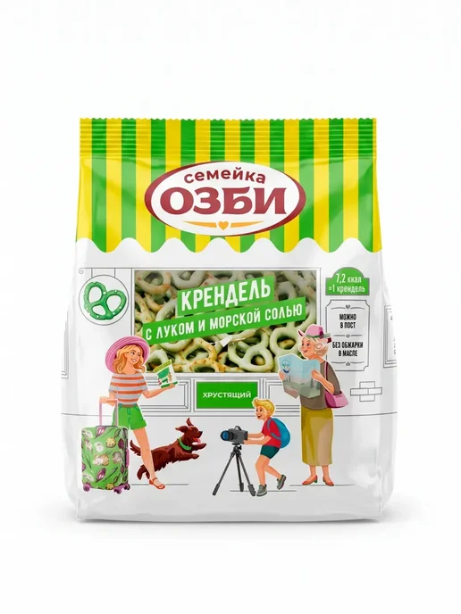 Семейка ОЗБИ Мини крендельки с луком и морской солью - 1 уп, 130 гр, 130 г, фото 8