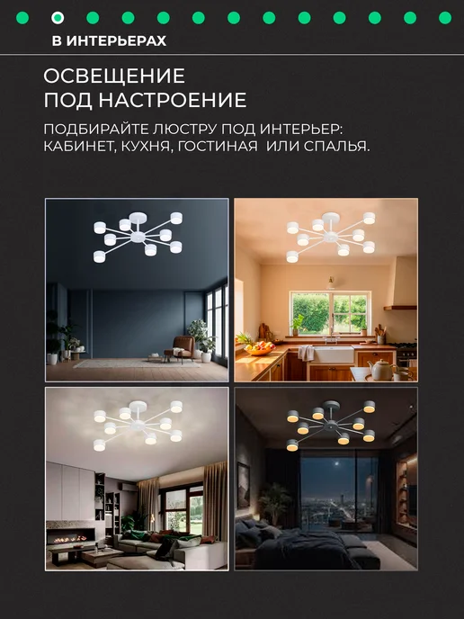 CBETЛO Люстра потолочная для гостиной, спальни, кухни, вариант, фото 3