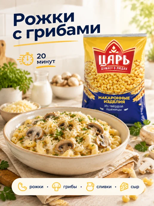 Царь Макароны рожки из твердых сортов пшеницы 400 г, 400 г, фото 5