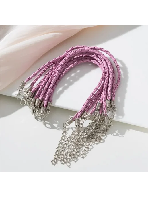 Кожаные шнурки для браслетов, 10 шт. Фиолетовый, Pink, 10 шт, голубой, фото 7
