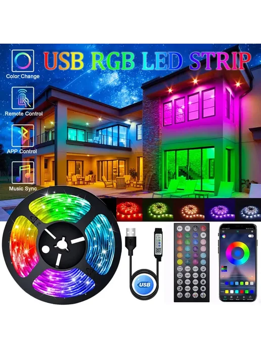 LeiiGeeGo RGB лента светодиодная 5050, 3m, 3 KEY REMOTE, вариант, фото 2