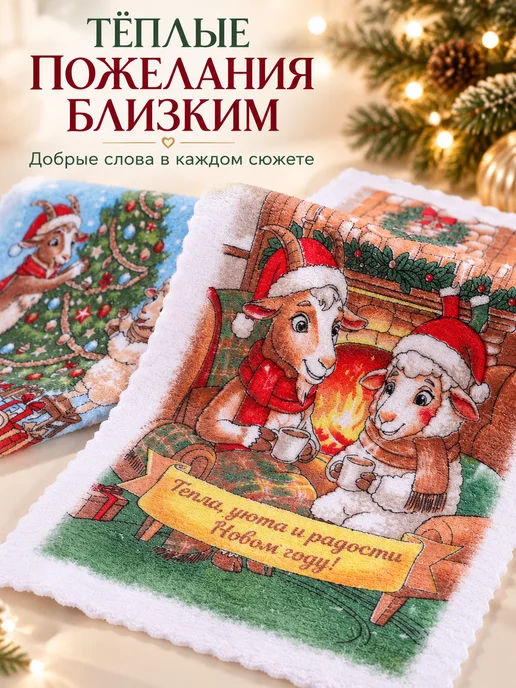 BELMARE Полотенца кухонные новогодние набор 5 шт символ года 2027, 5 шт, фото 2