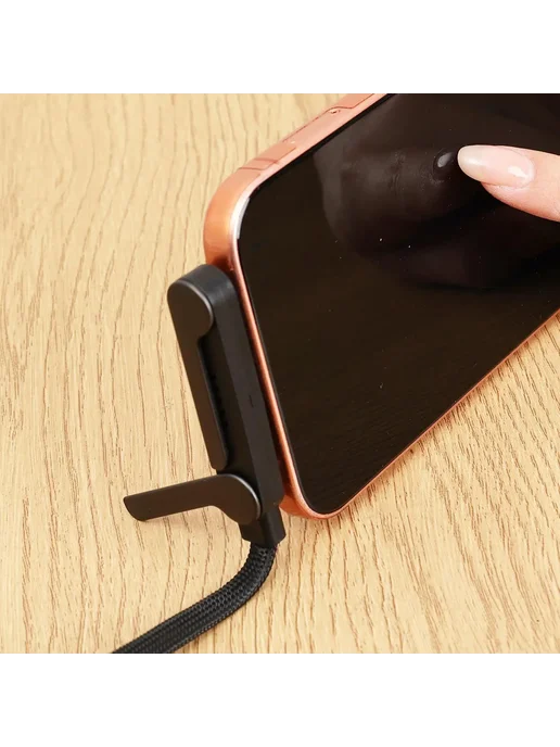 ifew Плоская USB-подставка для зарядки телефона, складной держате, черный, фото 4