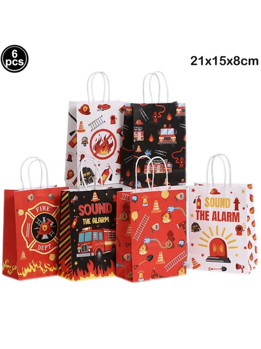 Нет бренда Наборы для вечеринки в стиле пожарной машины 6pcs gift bags, 6 шт