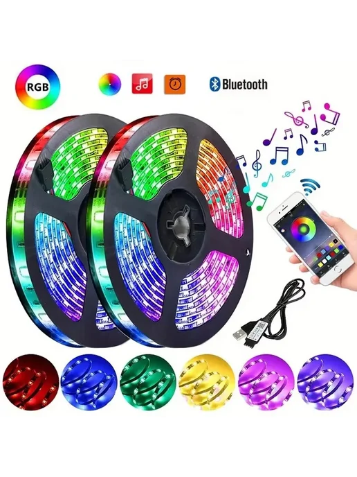 NIMIMOON RGB светодиодная лента 5050 10м, Bluetooth 24KEY, 5 м, фото 2