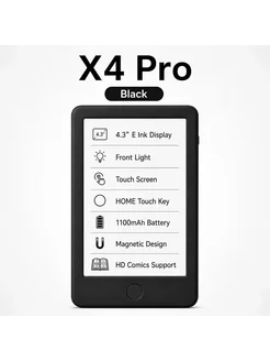 Нет бренда Электронная книга X4 X4 PRO 16 ГБ Черный, X4Pro-Black
