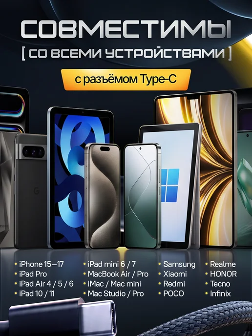 GlowSun Наушники проводные Type-C вакуумные с микрофоном, черный, фото 2