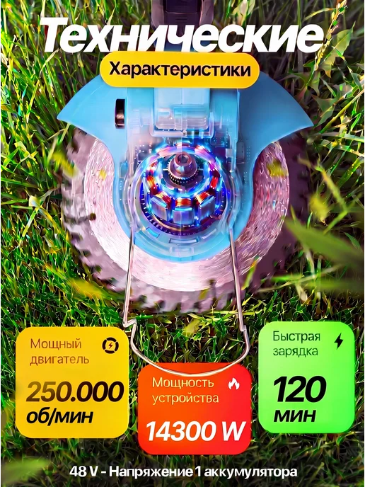 Садовый триммер аккумуляторный для травы мощный, вариант, фото 3