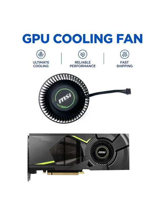 DIXSG Охлаждающий вентилятор 95 мм 4PIN CF1010U12S DC12V RX5700XT, черный, фото 2