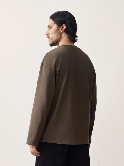 MUTED Лонгслив BASE из хлопкового джерси oversize, коричневый, фото 2