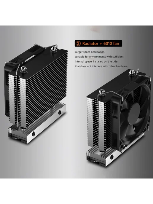 Нет бренда Радиатор для SSD M.2-THREE M.2 2280 с вентилятором 6010, охл, вариант, фото 2