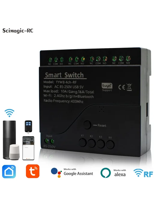 Scimagic-RC Умный Wi-Fi выключатель 4 канала AC 85-250V1, вариант, фото 4