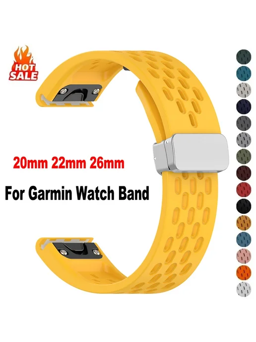 CAOWTAN Магнитный силиконовый ремешок 20 мм, 22 мм, 26 мм для Garmin, красный, фото 2