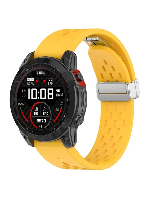 CAOWTAN Магнитный силиконовый ремешок 20 мм, 22 мм, 26 мм для Garmin, красный, фото 3
