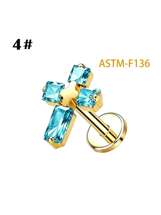 Нет бренда Серьги-гвоздики из титана для пирсинга губ 1.0-6mm, 1, желтый, фото 5