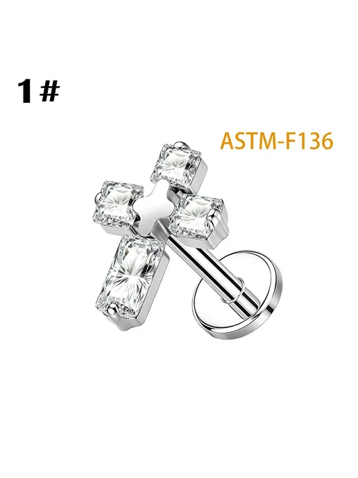 Нет бренда Серьги-гвоздики из титана для пирсинга губ 1.0-8mm, 5, титан, фото 3