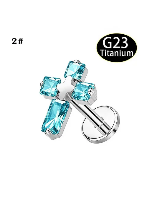 Нет бренда Серьги-гвоздики из титана для пирсинга губ 1.0-8mm, 5, титан, фото 4