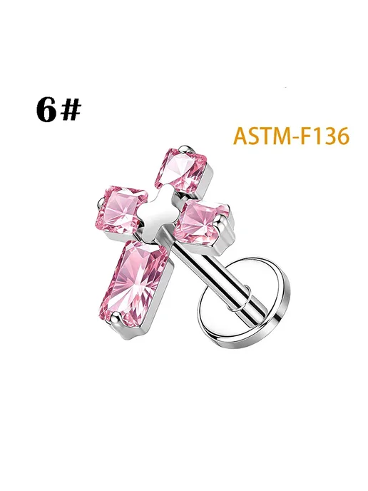 Нет бренда Серьги-гвоздики из титана для пирсинга губ 1.0-6mm, 1, 6 цв.