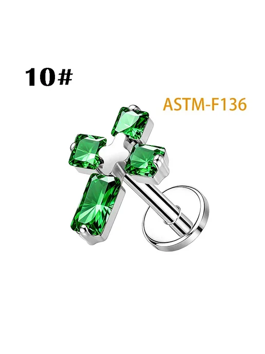 Нет бренда Серьги-гвоздики из титана для пирсинга губ 1.0-6mm, 10, титан