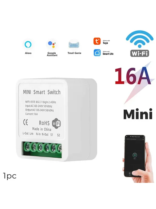 Szaoju WiFi Мини Умный Выключатель 16A 1pc, вариант