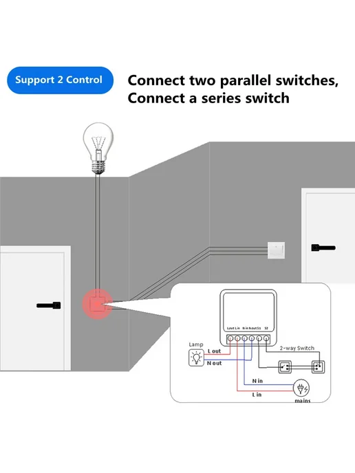 Szaoju WiFi Мини Умный Выключатель 16A 1pc, вариант, фото 3
