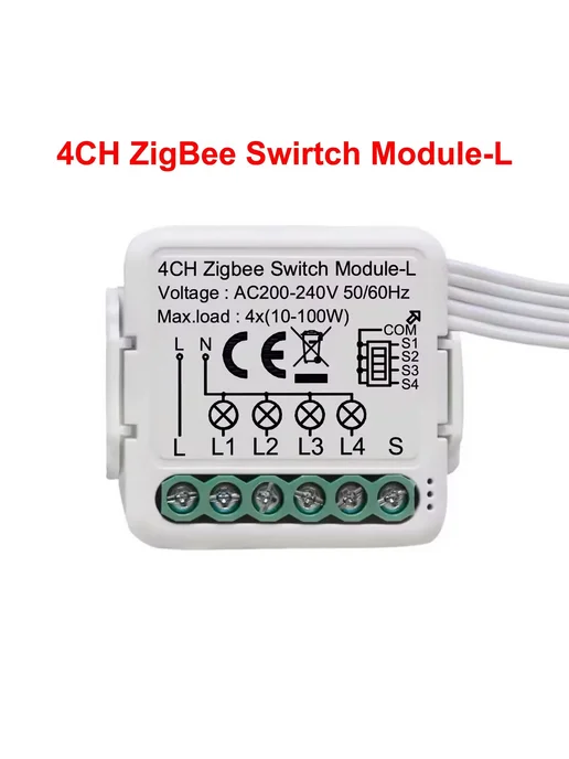 GIRIER Модуль умного выключателя Tuya ZigBee ZB Switch 4CH L, вариант