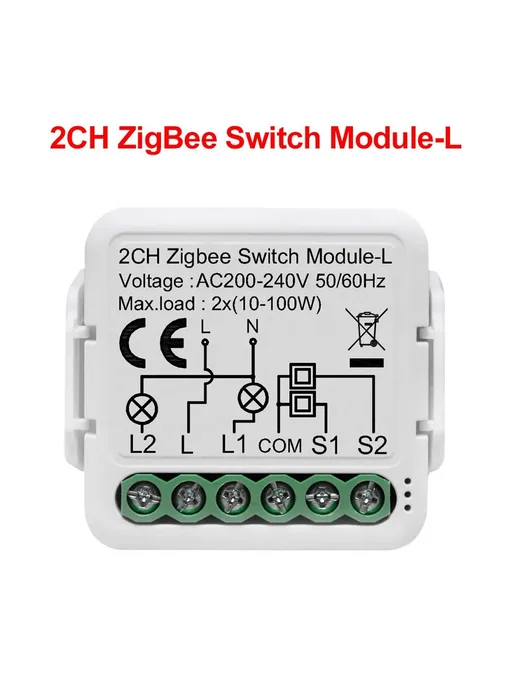 GIRIER Модуль умного выключателя Tuya ZigBee ZB Switch 2CH L, вариант