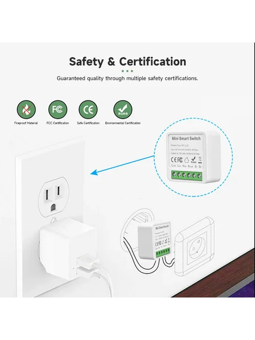 Wi-Fi модуль выключателя света iHseno Tuya Smart Home 16А, вариант, фото 7