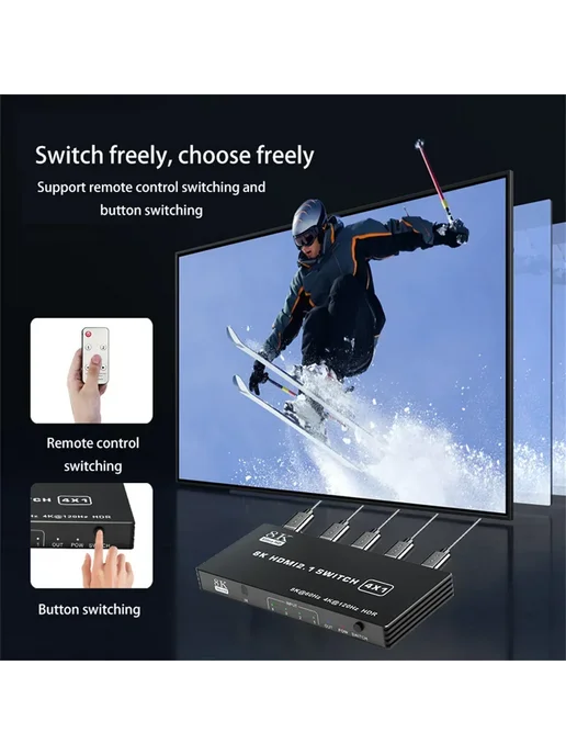 ICANING HDMI 2.1 коммутатор 5-в-1 8K 120Гц 4X1, 4x1, фото 5
