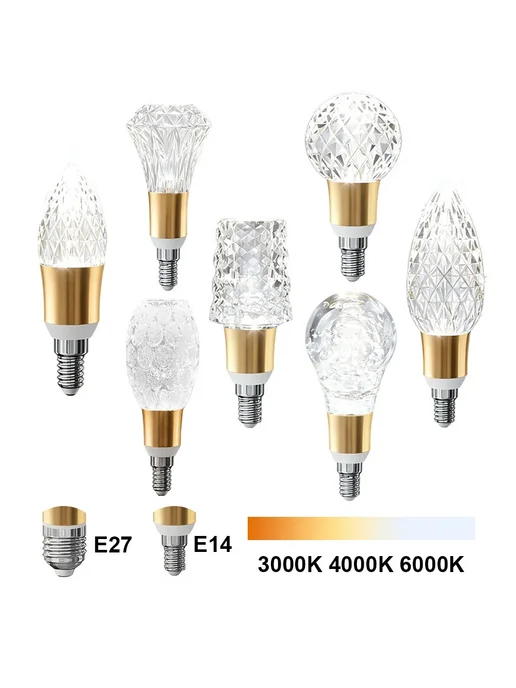 WZQQT Светодиодная лампа Crystal Bulb B001-12W E27 E14 3000K 6000K, вариант, фото 2
