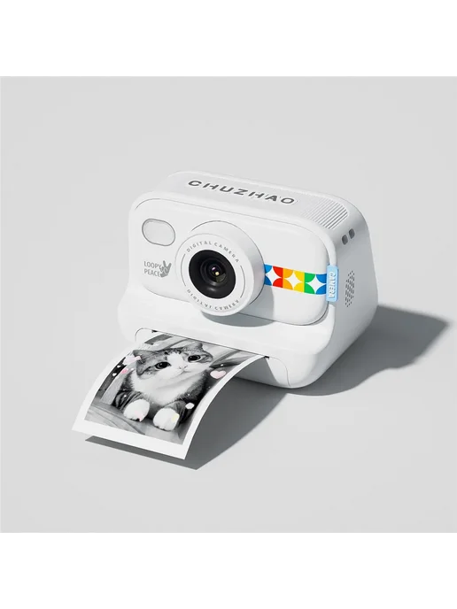 Нет бренда Фотоаппарат моментальной печати S9 Белый, БЕЛЫЙ, 3 Rolls Pap, 32 г, черный, фото 3