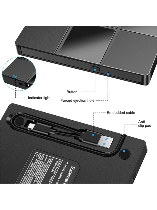 Нет бренда Внешний оптический привод USB 3.0, вариант, фото 6