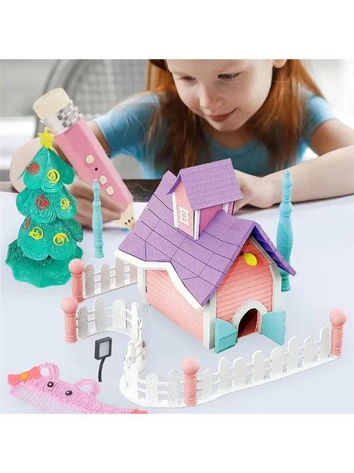 Подарок ребенку 3D ручка для творчества, розовый, фото 2